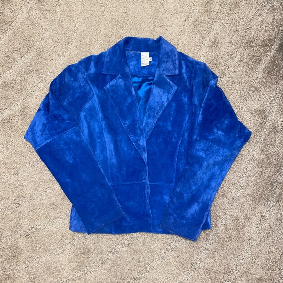Vintage 100% Leather Cobalt Blue Jacket! - Picture 2 of 12